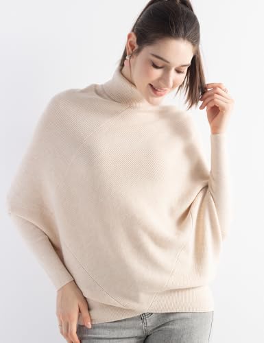 Women's Merino Wool Blend Oversized Sweater 2025 Fall Winter Trendy Turtleneck Batwing Sleeve Knit Pullover Sweater3