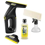 Kärcher nettoyeur de vitres sans fil WV 2 Universal Precision+ Black, autonomie : 35 min, réservoir : 120 ml, 2 raclettes, pulvérisateur avec bonnette en microfibres, nettoyant vitres 20 ml