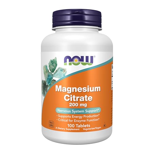 NOW Foods Supplements Magnesium Citrate 200 mg Enzyme Function* Nervous System Support* 100 Tablets