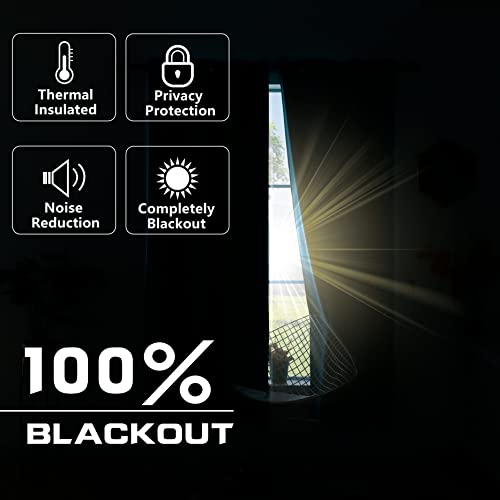 Image of KOUFALL 72x63 Inch Length Black Blackout Curtains for Living Room