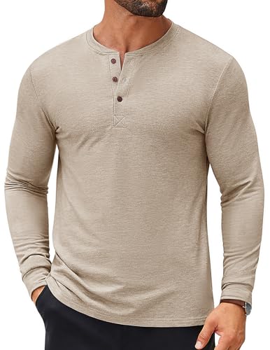 COOFANDY Men's Henley Shirts Long Sleeve Casual Button Shirts Fashion Lightweight Pullover Shirts