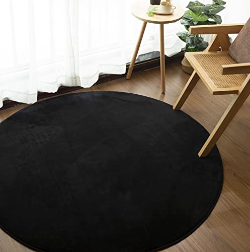 カーペット 円形 ラグマット 低反発 厚手12㎜ 洗える 直径140㎝ 微撥水 クッションラグ ホットカーペット対応 滑り止め付き こたつ敷きマット 低ホルム さらフワ 防音 ブラック
