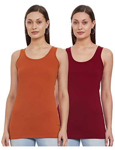 Image of Longies Women's Sleeveless Camisole (LWSLTPO2V001 D.Maroon & Rust10 M)