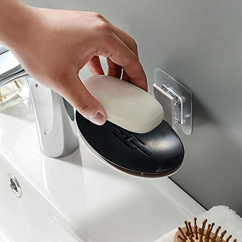 JINGYAN Jaboneras Caja de jabón, Material ABS, Almacenamiento, tamaño 14 * 1 6 cm, estéreo montado en la Pared, Espacio Ahorro, (Negro/Blanco)(Schwarz)