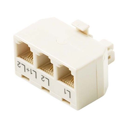 3 Way T Adapter 2 Line White Telephone Jack Splitter 6P4C 4 Conductor RJ11 Triplex Modular 4C Tee Jack 1 Line 6X2 2 Line 6X2 Line 1+2 6X4 Jack to 6X4