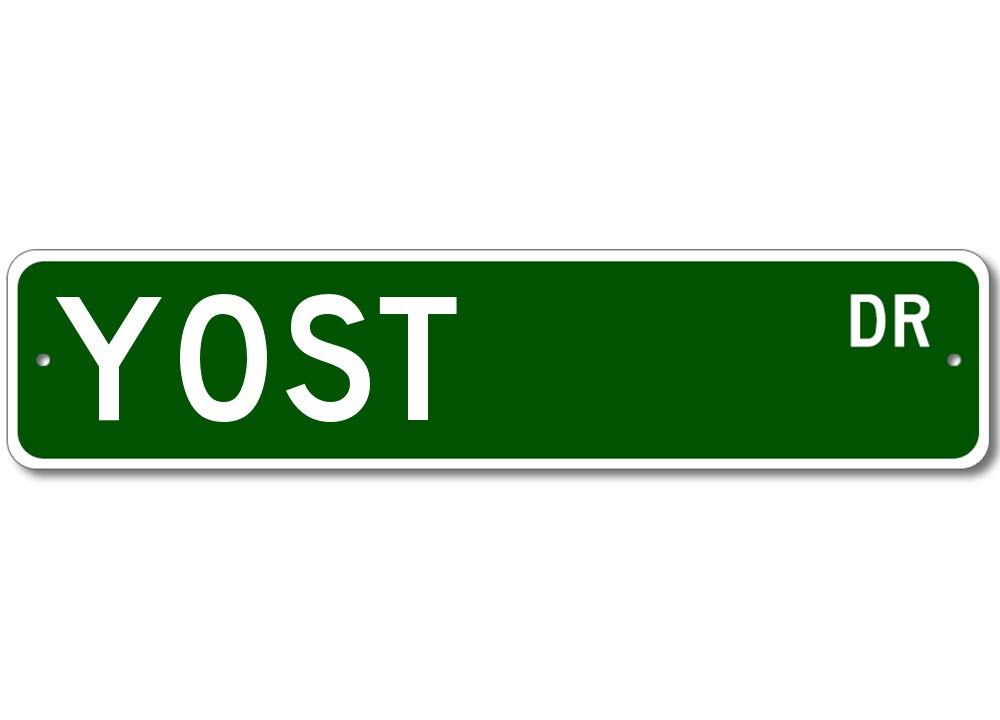 peiyeety Vintage Metal Tin Sign Decorative Wall Art Yost Dr Themed Street Sign, Rustic Style, Durable Waterproof Rustproof, For Home, Personalized Decor, Entryway, Easy To Mount, 4x16 Inch