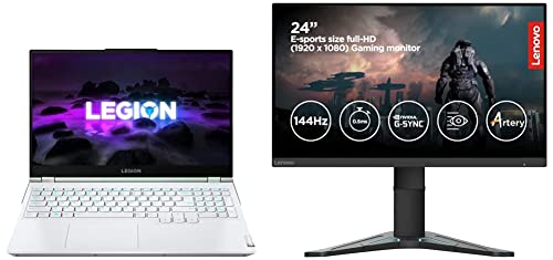 Image of Lenovo Legion5 AMD Ryzen7 5800H 15.6 inch(39.62cm) WQHD IPS Gaming Laptop(16GB /512GB SSD /6GB NVIDIA RTX 3060 /165Hz /Win11 /MSO2021 /Blue Backlit /Game Pass) 82JU018YIN + 24 inch IPS E-Sports FHD Gaming Monitor