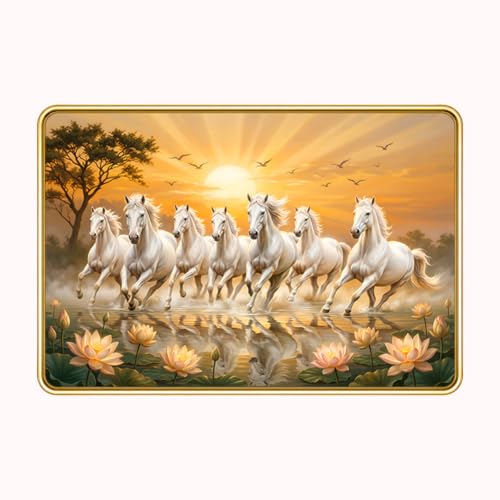 Image of 7 Running Horses Vastu Photo Frame, 8x12 Inch