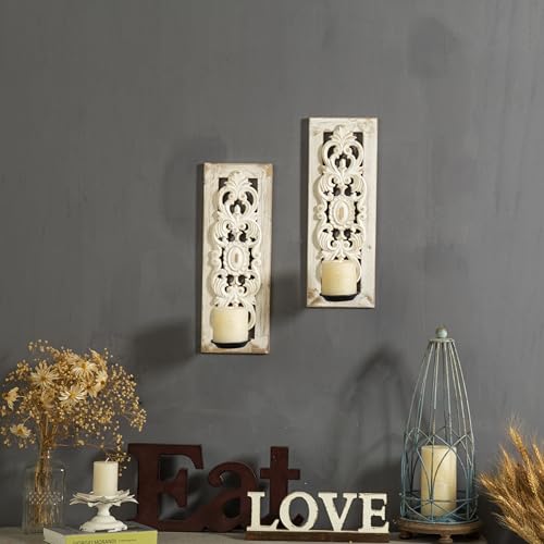 Portavelas de pared de madera estilo aplique envejecido para salones y pasillos 7