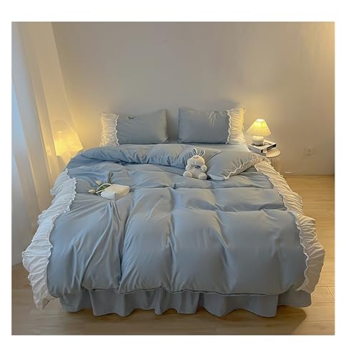 Ensemble de literie de luxe avec housse de couette à volants et jupe de lit chic