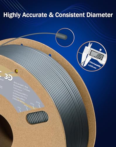 Image of DURAMIC 3D PETG Filament 1.75mm Silver, 3D Printing Filament 1kg Spool(2.2lbs), Silver Filament 1.75mm Dimensional Accuracy + /- 0.05 mm Non-Tangling Non-Clogging Non-Stringing