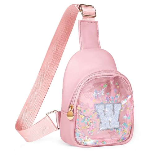 Image of COSHAYSOO Pink Toddler Little Girls Purse 2 3 4 5 6 7 Year Old Kids Sling Bag Initial Crossbody Pouch, Stylish Trending Practical Useful Birthday Christmas Valentines Graduation Gifts Letter W