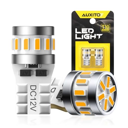 AUXITO Latest 194 LED Bulbs Amber Yellow, Canbus Error Free 168 2825 T10 W5W LED Bulb for Car Dome Door Map Courtesy Trunk Cargo Exterior Marker Lights, Pack of 2