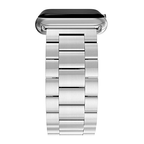 Image of Silvery Stainless Steel for Apple Watch Metal Band 44-49mm | Luxury 304 Stainless Steel Chain Strap Adjustable Links Double Button Clasp Fits S10 /Ultra /Se3 Wrist 6.3-8.07in Durable Metal