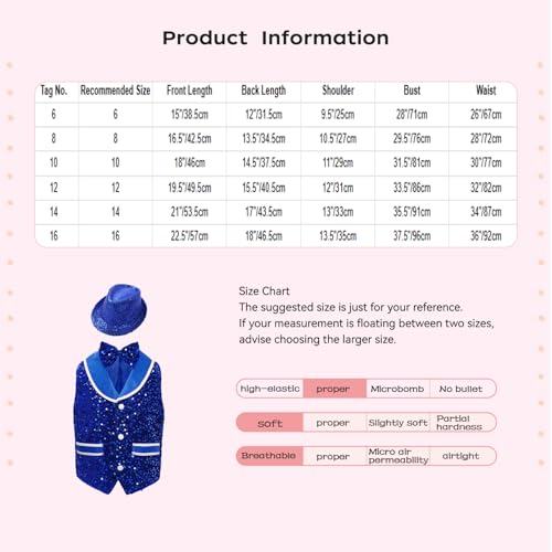 JEATHA Boys Sleeveless Sequin Vest with Bowtie Glitter Hat Party Outfits for Latin Jazz Hip Hop Modern Dance3