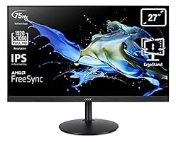 Acer CB272 Monitor 27 Zoll (69 cm Bildschirm) Full HD, 75Hz HDMI/DP, 60Hz VGA, 1ms (VRB), HDMI 1.4, DP 1.2, VGA, höhenverstellbar, drehbar, HDMI/DP FreeSync, Schwarz