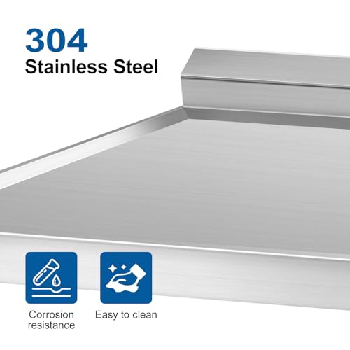 YORKING Stainless Steel Utility Sink, Free Standing Single Bowl Kitchen Sink with Cold and Hot Water Pipe for Laundry Room Farmhouse Indoor and Outdoor(47 inch)