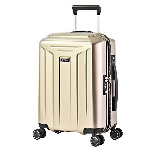 Eminent Guard Maleta Cabina Ultra Ligera 54cm 38L Equipaje de Mano con báscula Digital integrada 4 Dobles Ruedas 360° y candado TSA Dorado