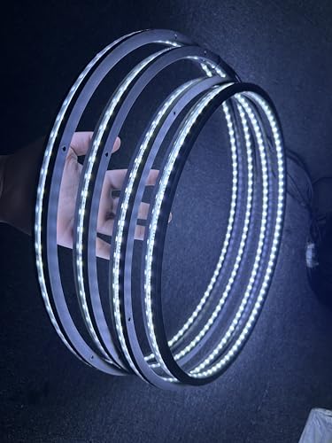 Sando Tech 17.5'' Pure White Flashing Double Side LED Wheel Ring Lights Cold White Rim Lights Strobe Tire Lights Switch/Remote Ctrl 4Lights for Truck Vehical Offroad (17.5'')