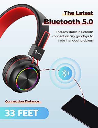 Iclever Bth03 Kids Bluetooth Headphones Safe Volume, Colorful Led Lights, 25H Playtime, Stereo Sound Mic, Bluetooth 5.0, Foldable, On Ear Kids Wireless Headphones For Tablet (Shade) #TOP3