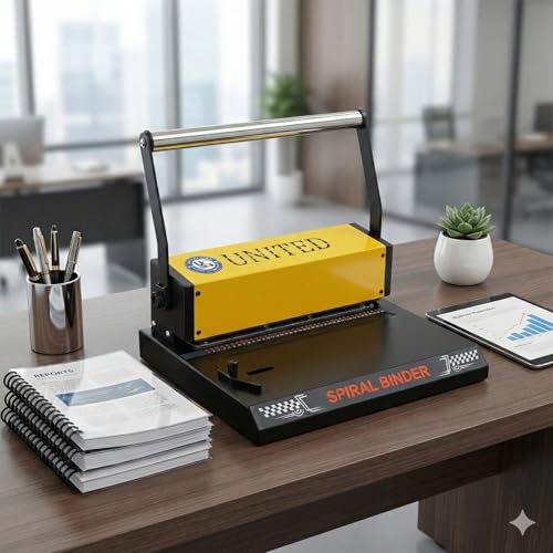 Image of United Spiral Binding Machine A4 (Spiro 40) | Heavy Duty Metal Body | 12 Sheets Punching | 300 Sheets Binding Capacity | 46-Hole Precision Die | Ideal for Xerox Shops, Offices & Schools
