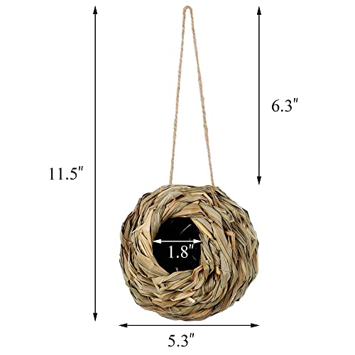 Winemana 4 Pack Hanging Hummingbird Nest House For Outside, Ball Shape, Hand Woven, Durable Sturdy, Made Of Natural Grass, Perfect For Garden Patio Lawn Office Indoor #TOP3