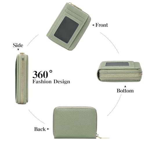 Image of GAEKEAO Wallet Women RFID Blocking Leather Small Compact Zip-Around Credit Card Holder with ID Window & Zipper Pocket