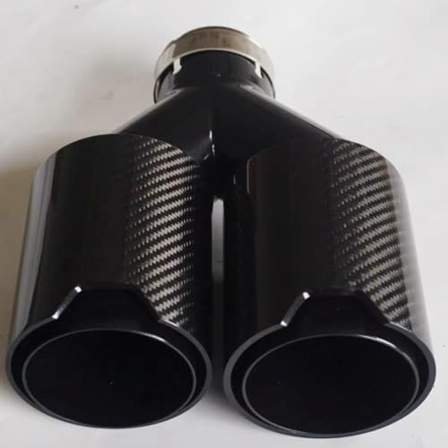 Punta de escape doble con salida doble de acero inoxidable negro resistente 63mm 6