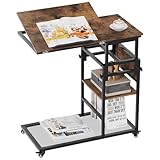 Forme en C peu Encombrante: Table d'appoint en forme de C se glisse facilement sous les canapés, les lits et autres meubles, s'adaptant à la hauteur des sièges pour garder les objets essentiels à portée de main dans les espaces confinés sans empiéter sur la surface limitée des salons ou des chambres compacts