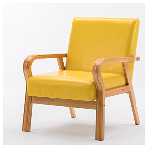 Silla decorativa de cuero retro, cómoda silla de salón de mediados de siglo con brazos para dormitorio y sala de estar, silla de lectura individual tapizada para decoración elegante del hogar