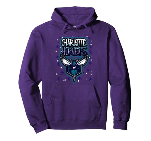 NBA Charlotte Hornets Airbrush Logo Pullover Hoodie, Adult Unisex, Purple, Large