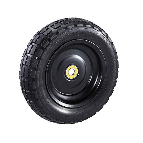 Gorilla Carts GCT13NF 13 Inch No Flat Replacement Pneumatic Tire Wheel with Offset Hub, Utility Garden Cart, Wheelbarrow, Dolly, Wagon, and Go Cart, 4 Pack