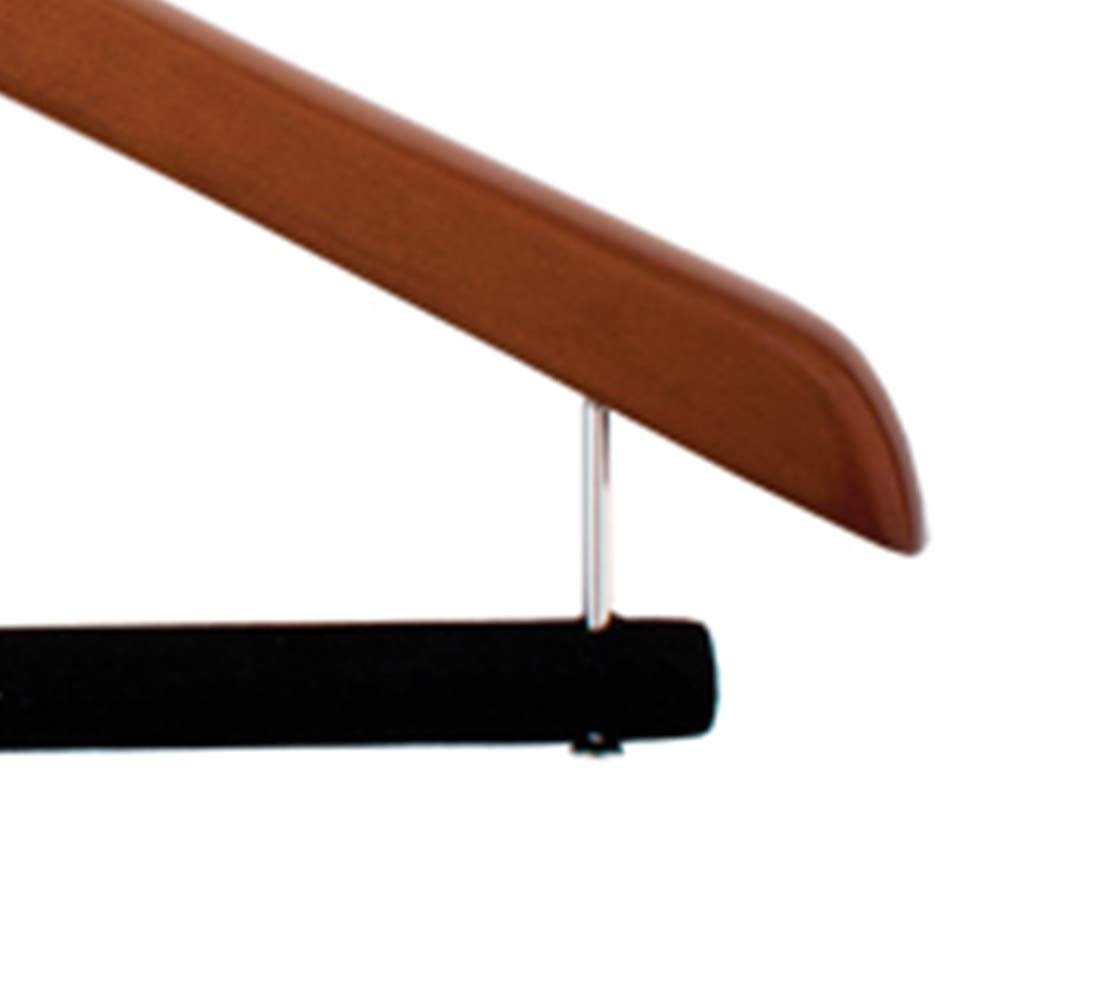NAHANCO 2017CHFB Deluxe Wooden Concave Suit Hanger, 17", Velvet Pant Bar, Walnut (Pack of 40)
