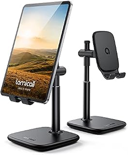 Lamicall Tablet Stand, Adjustable Tablet Holder - Height Angle Adjustable Cradle Mount Dock Desk, for iPad Pro 12.9, 11, 10.5, 9.7, iPad Air mini 6 5 4 3 2, Switch, Samsung Tab, 4"-13" Devices - Black