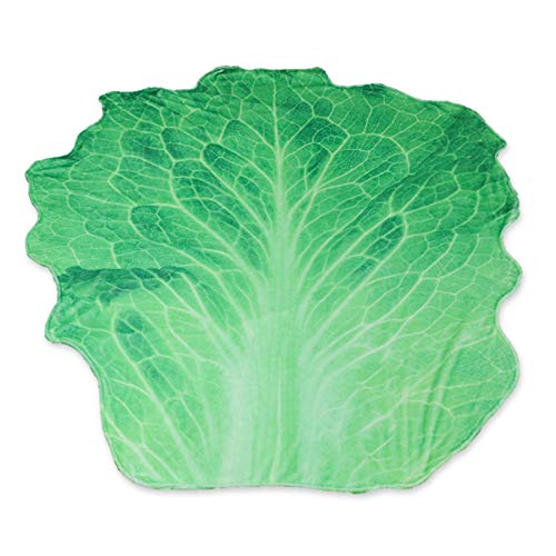 Novelty Flannel Blanket,Food Vegetable Printing Red Green Round, Double/Single Bed Large Plush Blankets, Microfiber for Sofa/Chairs/Bed,lettuce,160x170cm