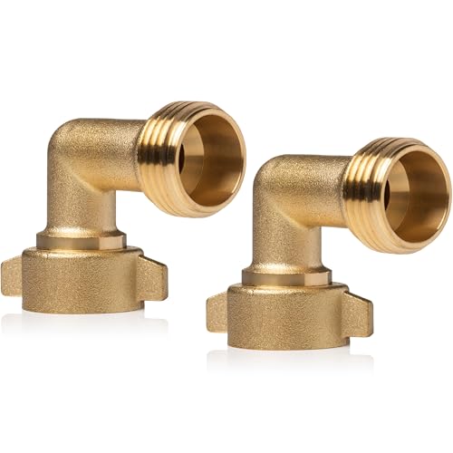 Renator 90 Degree Hose Elbow for RVs and Residential Outdoor Faucets Certified Lead-Free Brass Water RV Connector Garden Hose 90 Degree Elbow Water Fitting (2 Pack)
