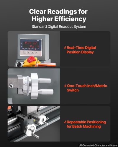 VEVOR 10x30 Metal Lathe with 2-Axis DRO