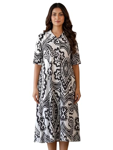Image of Leriya Fashion Summer Dress for Women | Short One Piece A-Line Midi Dress | Lightweight Vacation Wear & Daily Casual Outfit