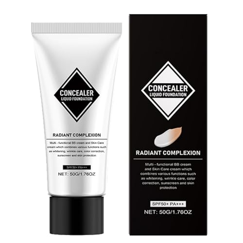 Fundación de corrector de cobertura completa, Color Matching Foundation,1.76 oz White tone tono de piel Color de cambio de color | Corrección de tono hidratante maquillaje de base de líquido, SPF 50+