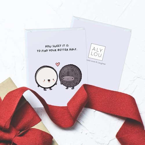 Cute Wedding Card for Bride, Groom, Bridesmaid, Bachelorette, Couple, Husband, Wife, Him, Her - Cute Punny Engagement, Congratulations, Love Greeting Card - Blank Inside (How Sweet It Is To Find Your Better Half.) - View 5