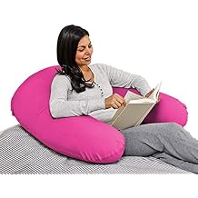 Yogibo Support U Shaped Reading Back Support Lounge Pillow with Arm Rests for Adults, Soft Micro-Bead Filling, Pink