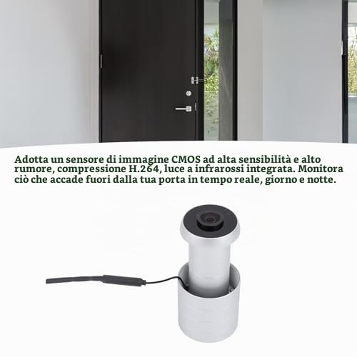 Telecamera per Spioncino 2 in 1, Obiettivo Grandangolare 1080P 2MP 120° Spioncino per Spioncino WIFI, Specchio per Porta di Controllo APP per Casa, Ufficio