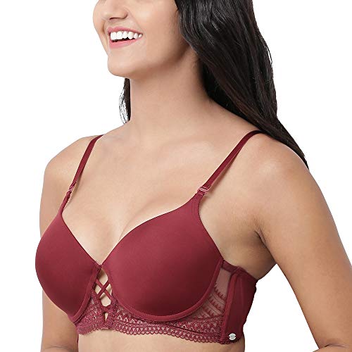 Image of Enamor Long Line Lift Women's Bridal T-Shirt Bra - Crush Proof Cups, Lace Trimmed, Wired, Padded, Medium Coverage - F040