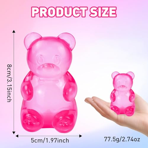 Gummy Squi Shy Bear Fidget , Squeeze-and-Play Sugar Filled Sensory Fidget Stress Balls, Stress Relief Slow Rise Squi Shy for Autism, ADHD, Gifts Party Favors (Pink) - Image 3