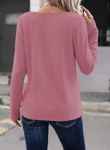 Image of LOLONG Womens Long Sleeve V Neck T Shirts Casual Basic Work Tops Trendy