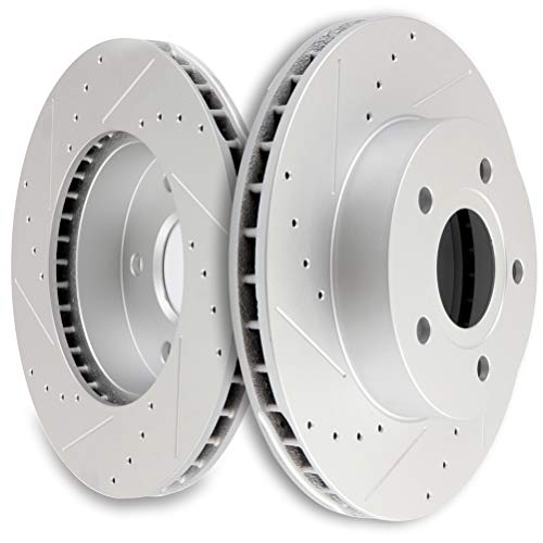 SCITOO Brakes Rotors 2pcs Front Drilled Slotted Discs Brake Rotors Brakes Kit fit 1999 2000 2001 2002 2003 2004 for Jeep Grand for Cherokee