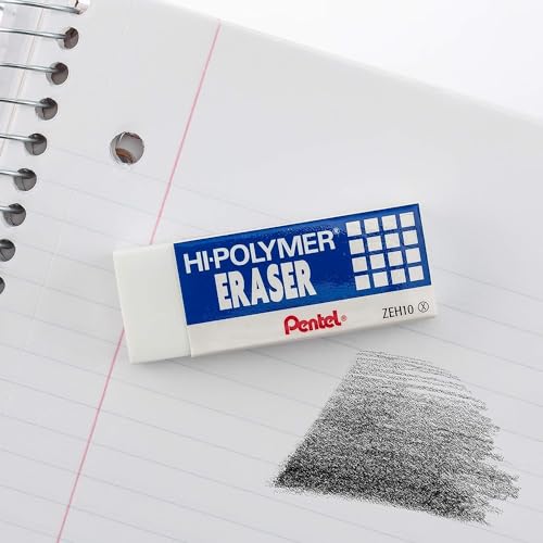 Image of Pentel Hi-Polymer Block Eraser, Large, White, Pack of 3 (ZEH10BP3-K6)