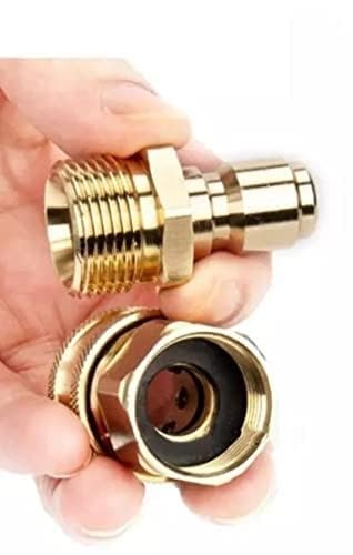 Image of Fieldstar Brass Quick Connect Adapter Set for Pressure Washer Hose Pipe, M22 x 15 mm, 2 Male + 2 Female Fittings, Leak-Proof Quick Couplers, Compatible with Most Car Wash Pressure Washer Hoses