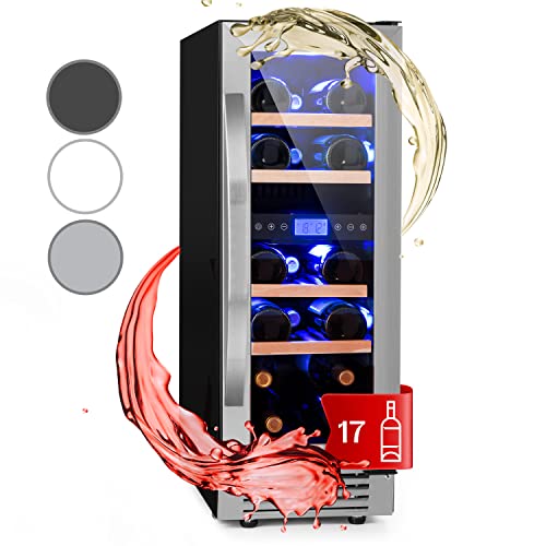 Klarstein Weinkühlschrank Vinovilla, 2 Zonen Getränkekühlschrank Schmal, Leiser Kühlschrank mit...