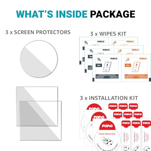 POPIO Military-Grade Gorilla Tempered Glass for DJI Action 2 Action Camera (Transparent) Edge-To-Edge Protector Full Screen Coverage With Installation Kit, Complete Set Of 3 Glass